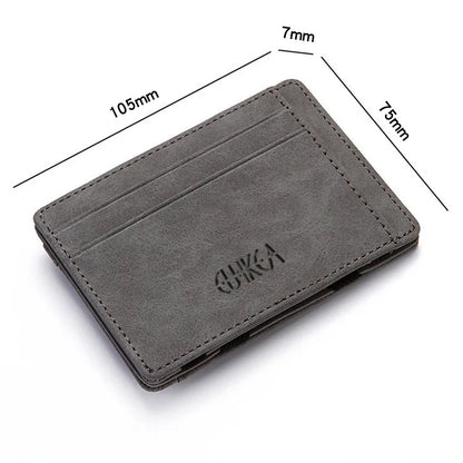 New Fashion Slim Men's Leather Magic Wallet, Designer Credit Card Holder, Small Cash Clip Billfold