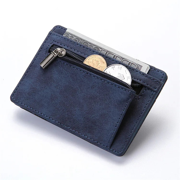 New Fashion Slim Men's Leather Magic Wallet, Designer Credit Card Holder, Small Cash Clip Billfold