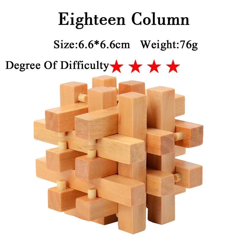 Wooden IQ Brain Teaser, Montessori 3D Puzzles