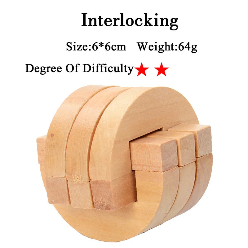 Wooden IQ Brain Teaser, Montessori 3D Puzzles