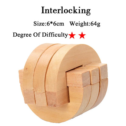 Wooden IQ Brain Teaser, Montessori 3D Puzzles