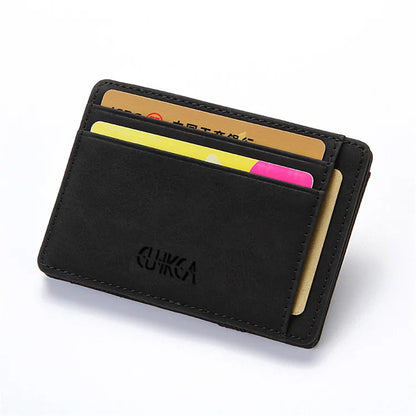 New Fashion Slim Men's Leather Magic Wallet, Designer Credit Card Holder, Small Cash Clip Billfold