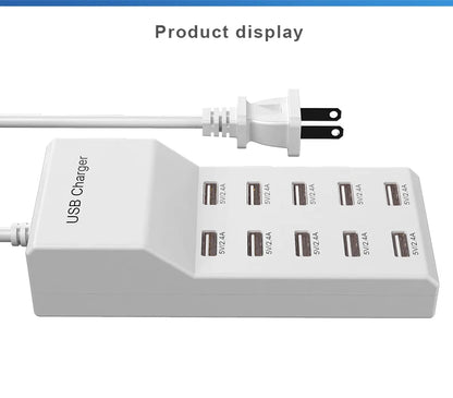 10 Ports 5V USB AC Charger Strip Adapter Portable USB Power Adapter for Home Office Travel Wall Charger EU/US Plug