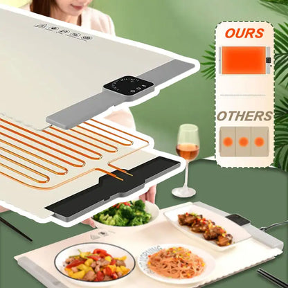 Electric Warming Tray with Adjustable Temperature Foldable Food Warmer Mat for Parties Buffet Features 5 Modes Fast Heating Pad