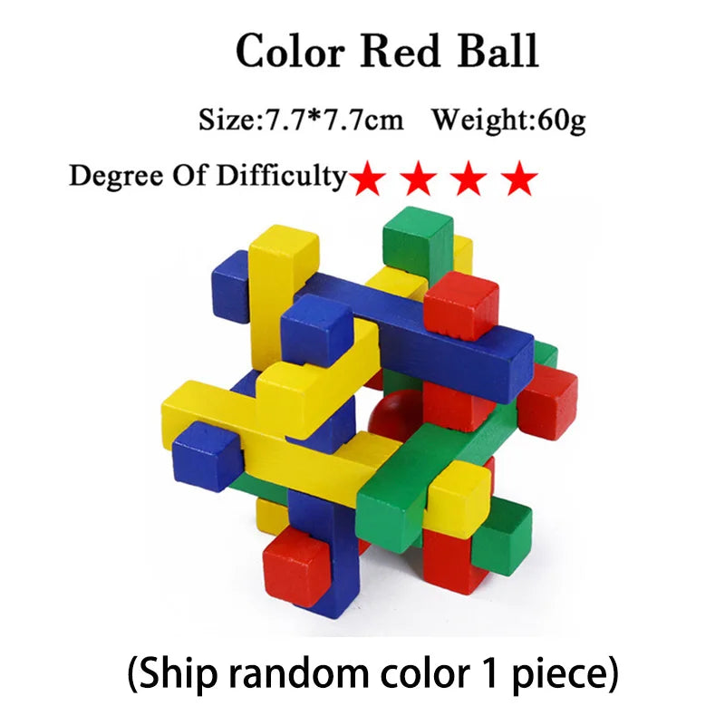 Wooden IQ Brain Teaser, Montessori 3D Puzzles